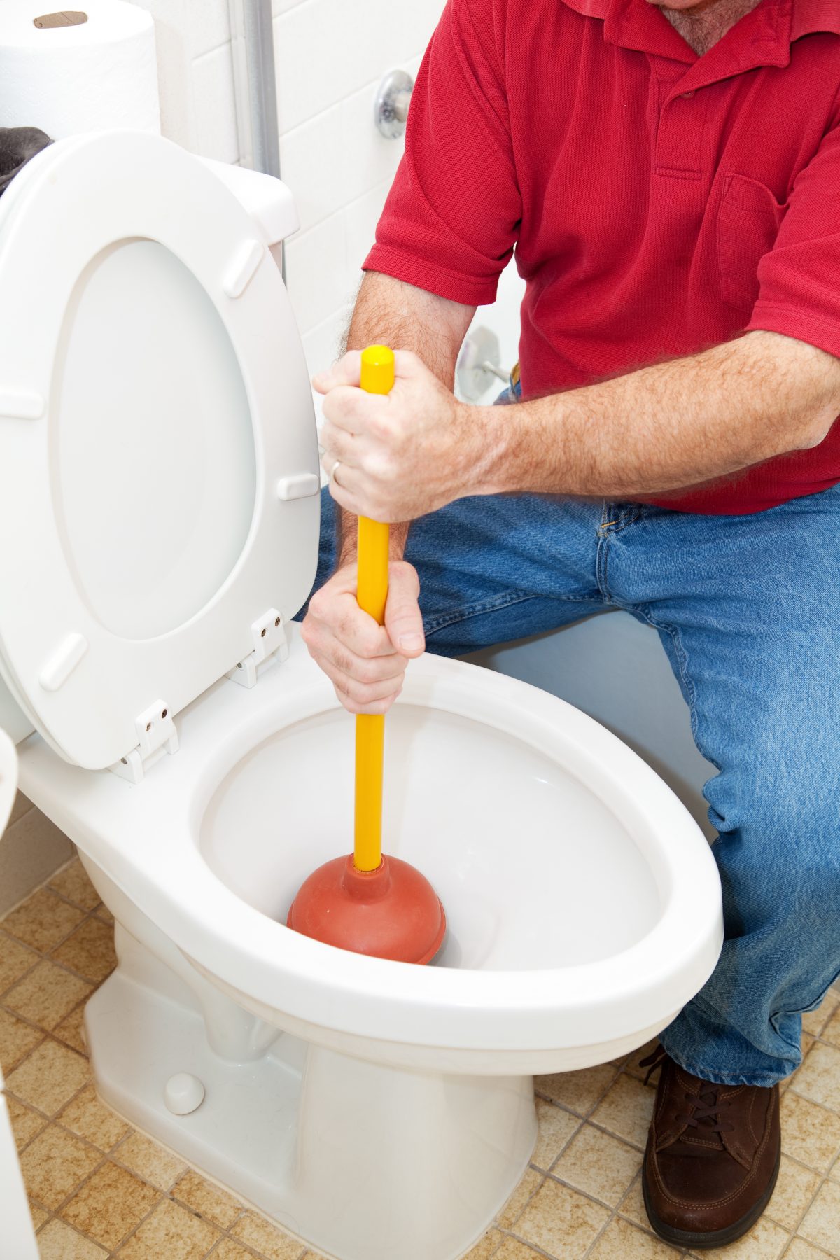 Clearing toilet deals clog